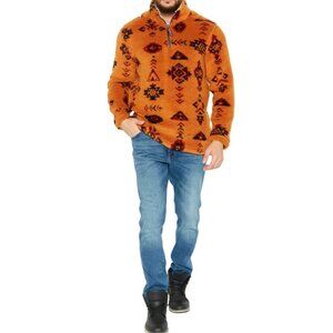 True Grit Men Mock Neck Graphic Print Long Sleeves Sweatshirt, Brown Combo